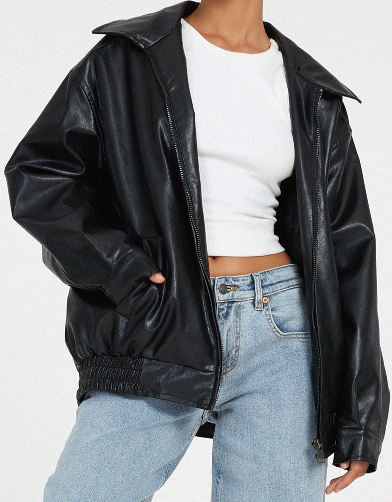 Loose Leather Jacket for Women