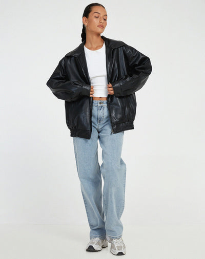 Loose Leather Jacket for Women