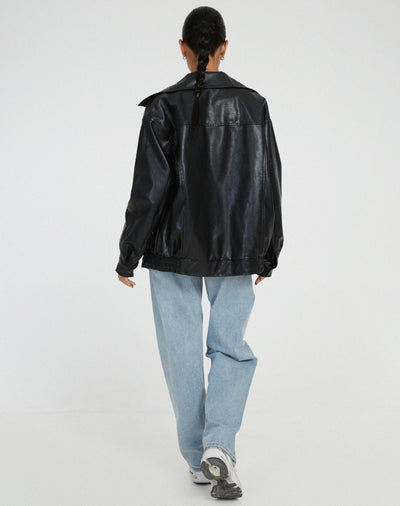 Loose Leather Jacket for Women
