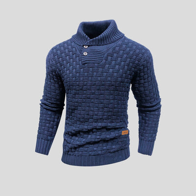 Buttoned Sweater with Half Collar for Men