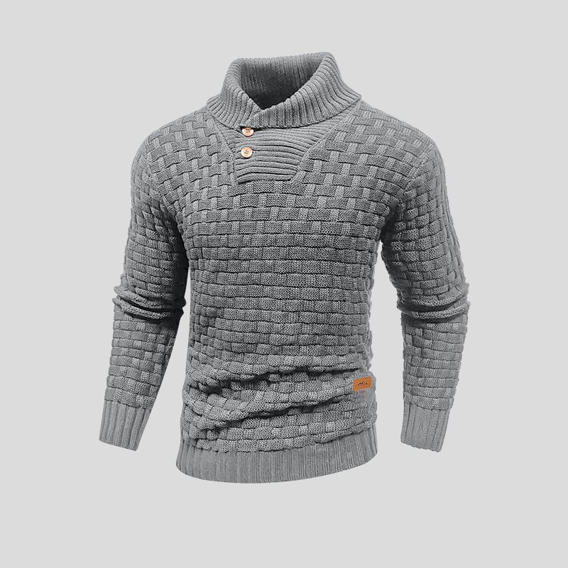 Buttoned Sweater with Half Collar for Men