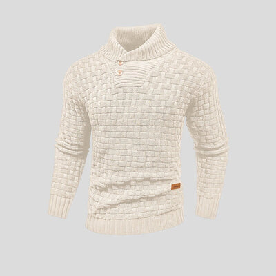 Buttoned Sweater with Half Collar for Men