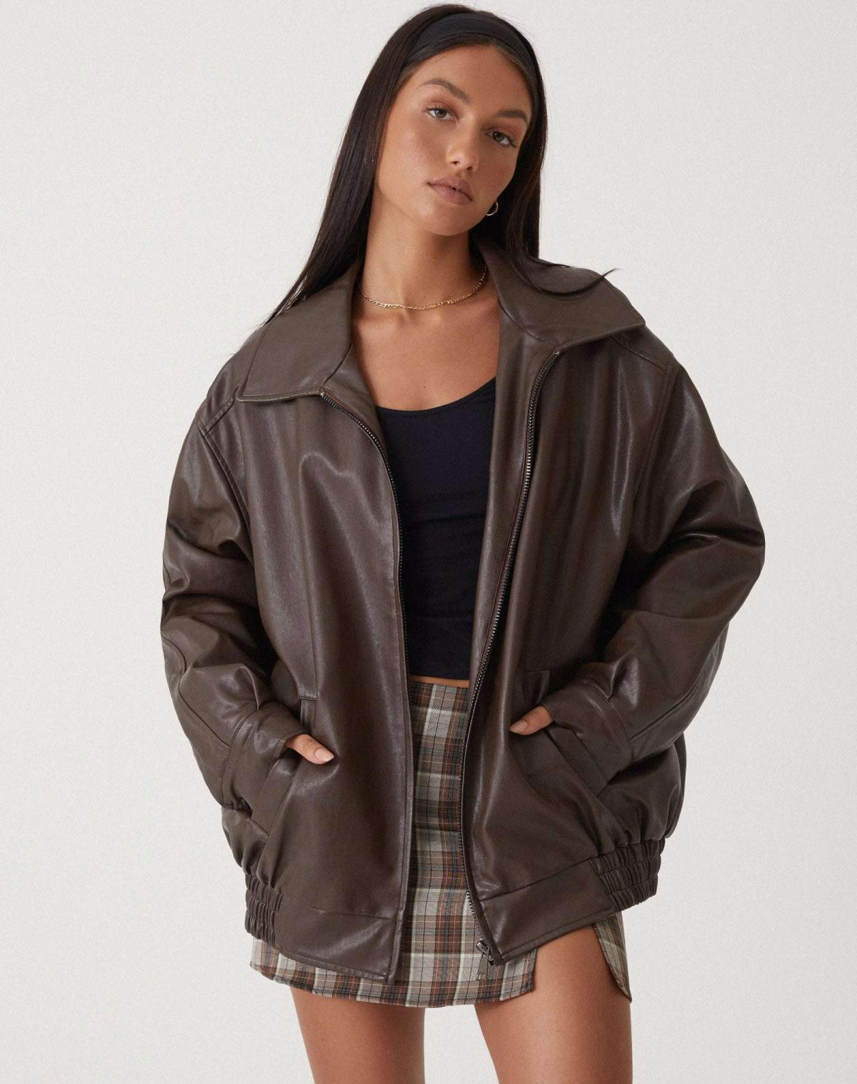 Loose Leather Jacket for Women